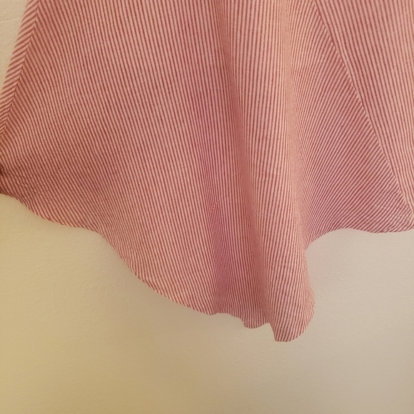 Red/White Striped Asymmetrical Linen Blend Skirt Marked Size 1X But Small EUC - Picture 4 of 9
